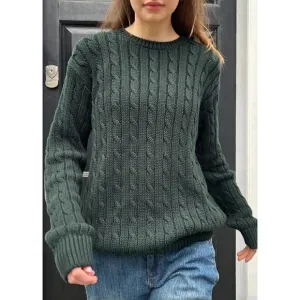 Brandy Melville Oversized Black Brianna Cotton Cable Knit Slouchy Sweater