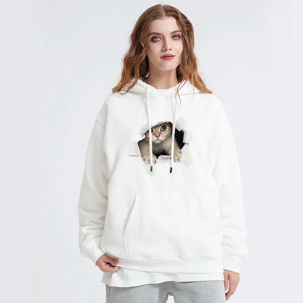 Broken Wall Cat Print Hoodie