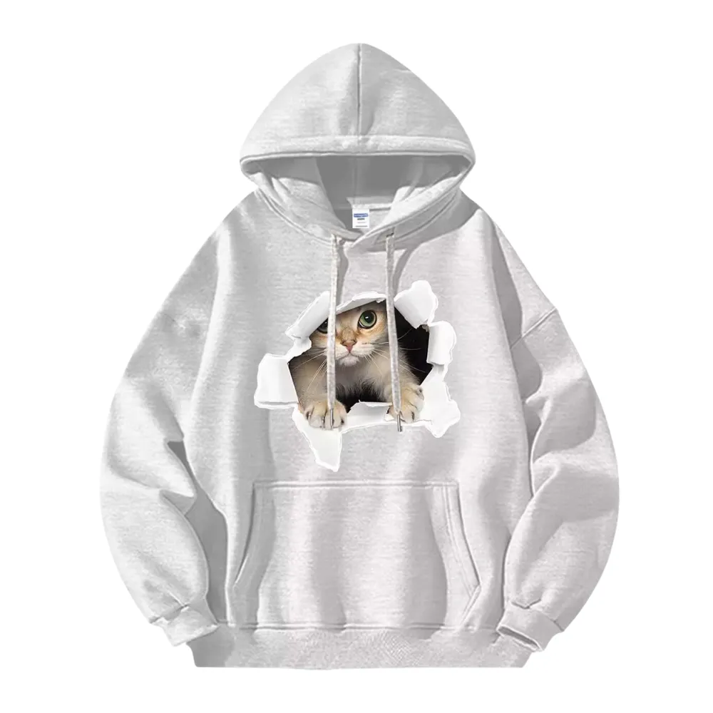 Broken Wall Cat Print Hoodie