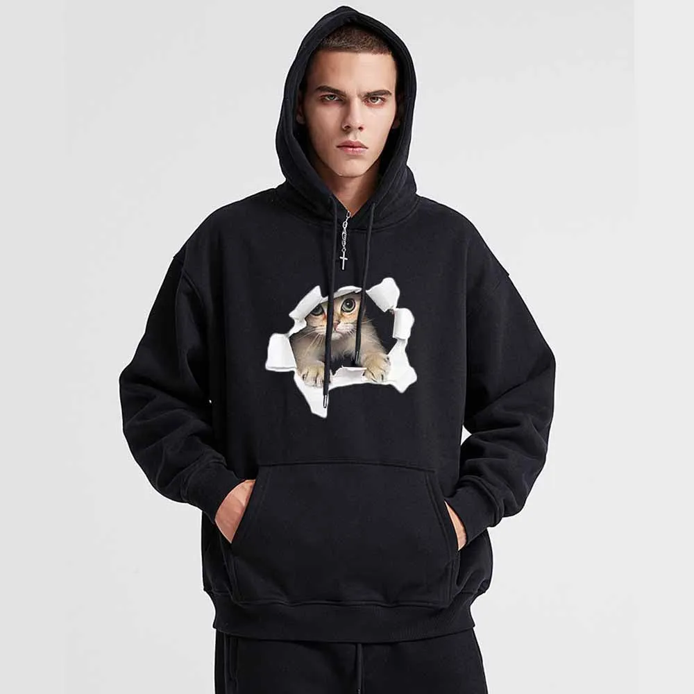 Broken Wall Cat Print Hoodie