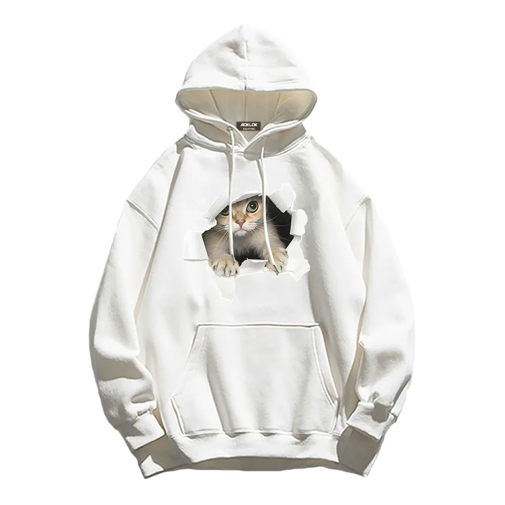 Broken Wall Cat Print Hoodie