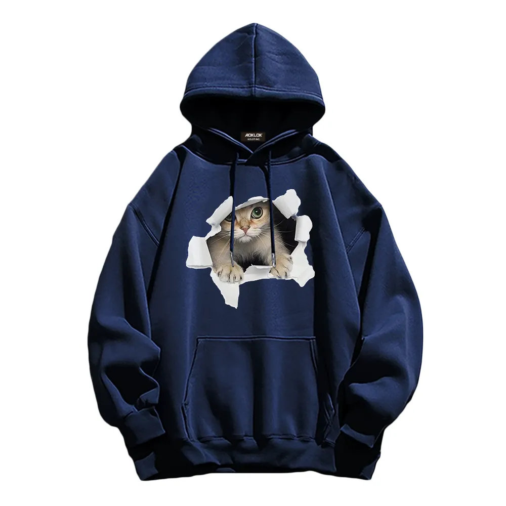 Broken Wall Cat Print Hoodie