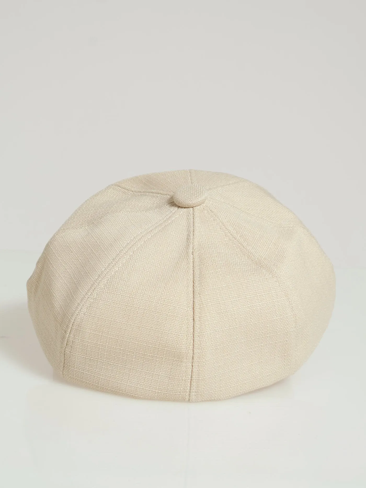 Button Detail Bakerboy Hat - Beige