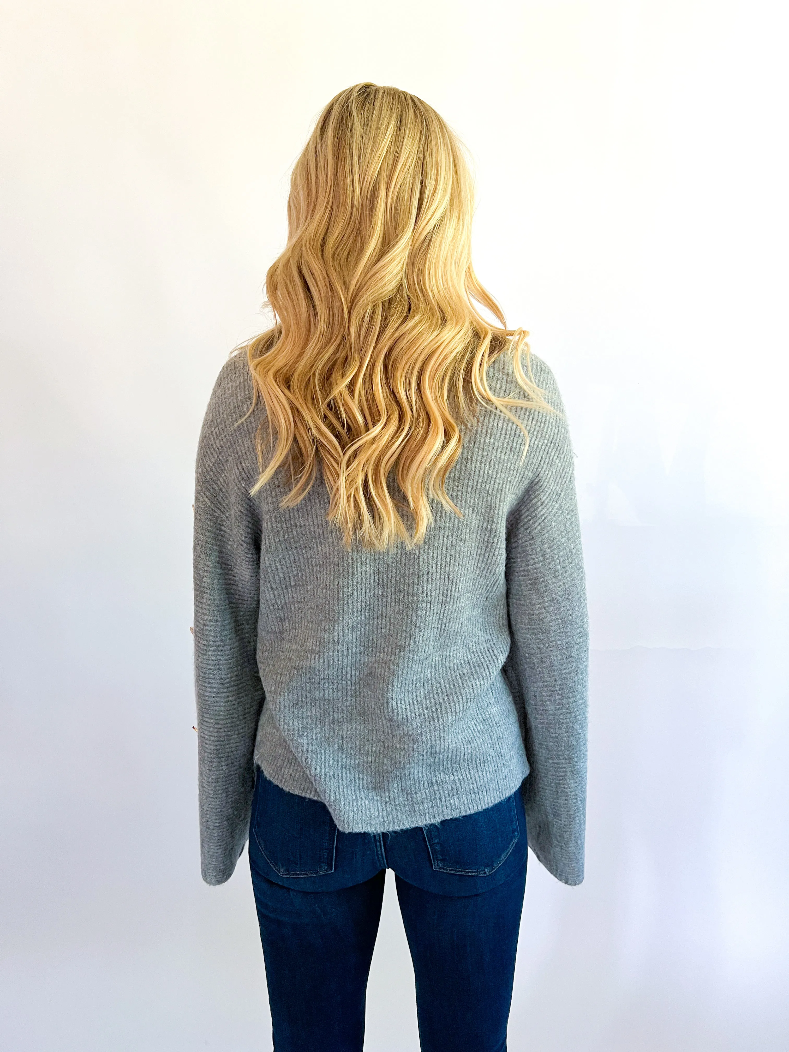 Button Sleeve Turtleneck Sweater