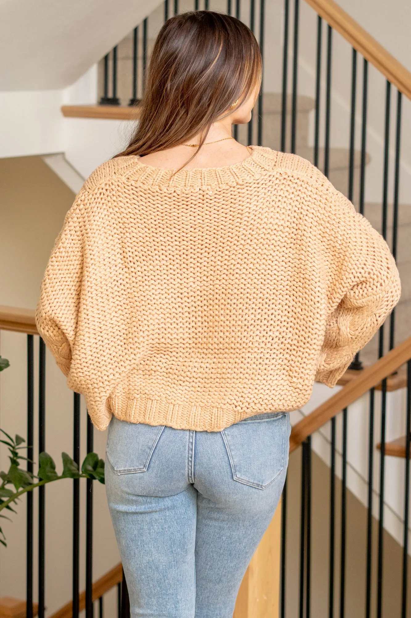Cable Knit V-Neck Sweater