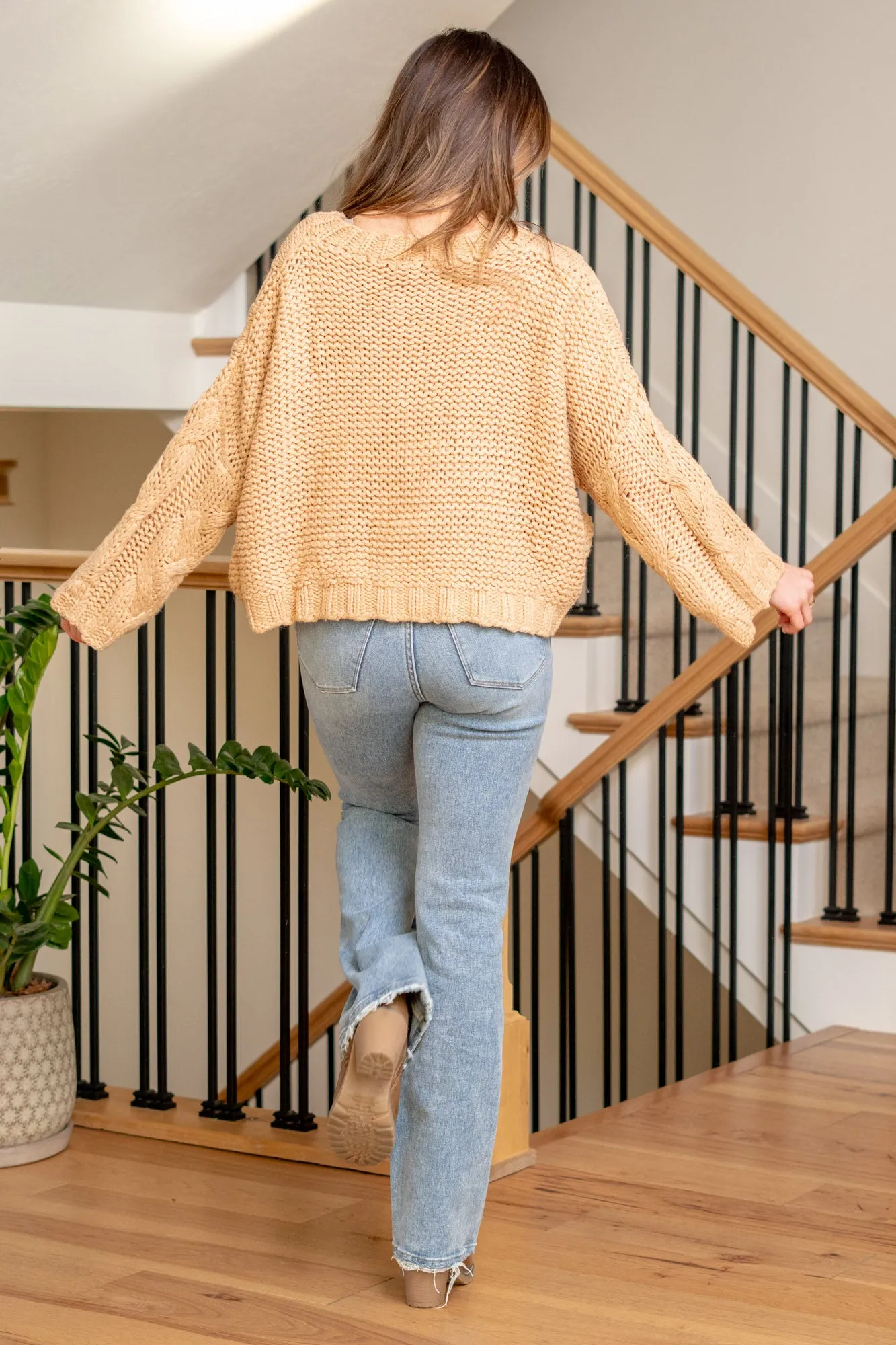 Cable Knit V-Neck Sweater