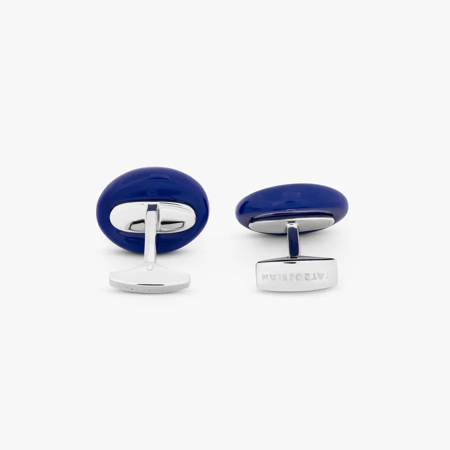 Cable Marine Link Silver Cufflinks With Blue Lapis Cl5554