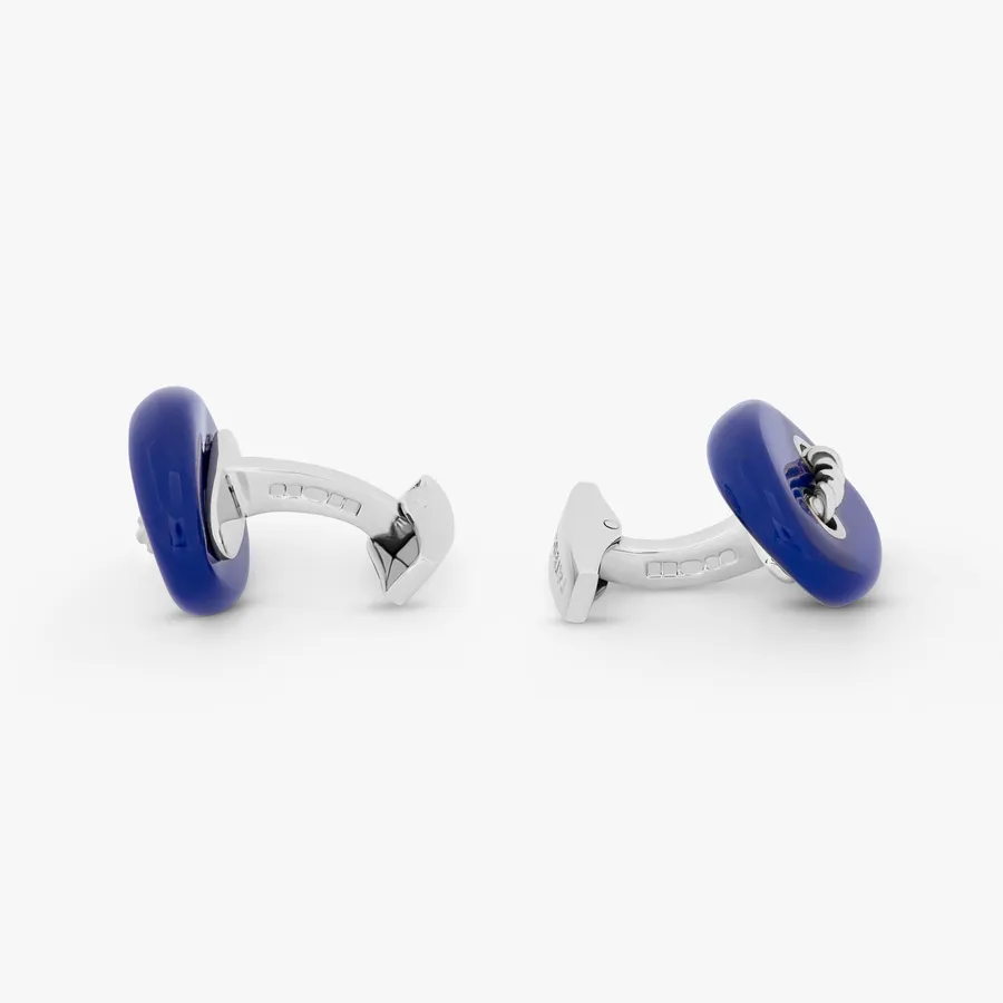 Cable Marine Link Silver Cufflinks With Blue Lapis Cl5554