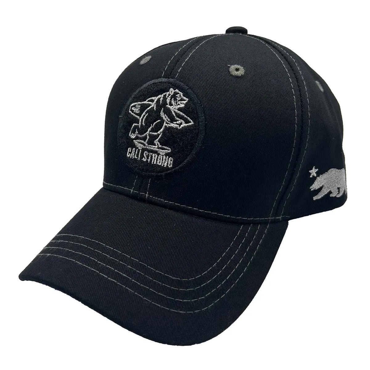 CALI Strong Classic Tactical Hat Morale Patch Black Silver