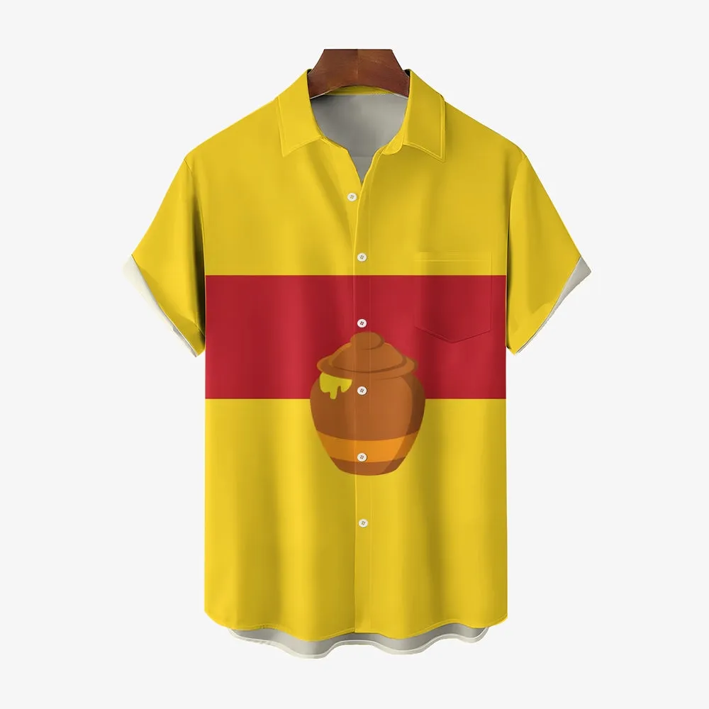 Cartoon Character Honey Print Casual Short Sleeve Shirt 2404001931