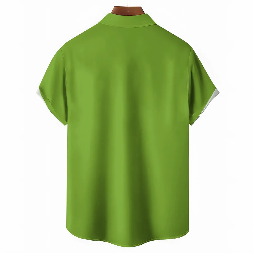 Cartoon Surf Frog Print Casual Short Sleeve Shirt 2405001042