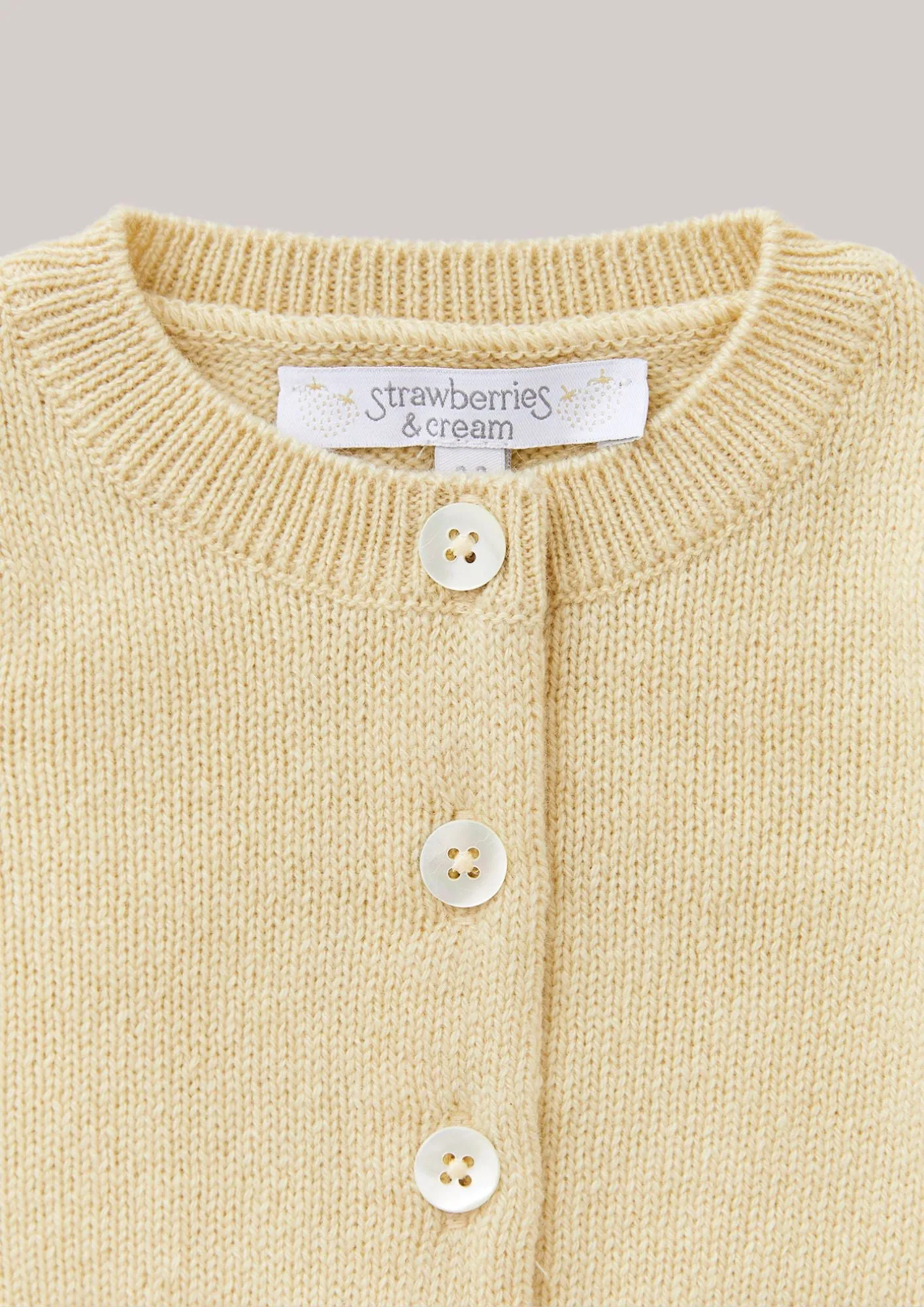 Cashmere Round Neck Baby Cardigan Buttermilk