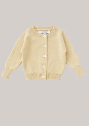 Cashmere Round Neck Baby Cardigan Buttermilk