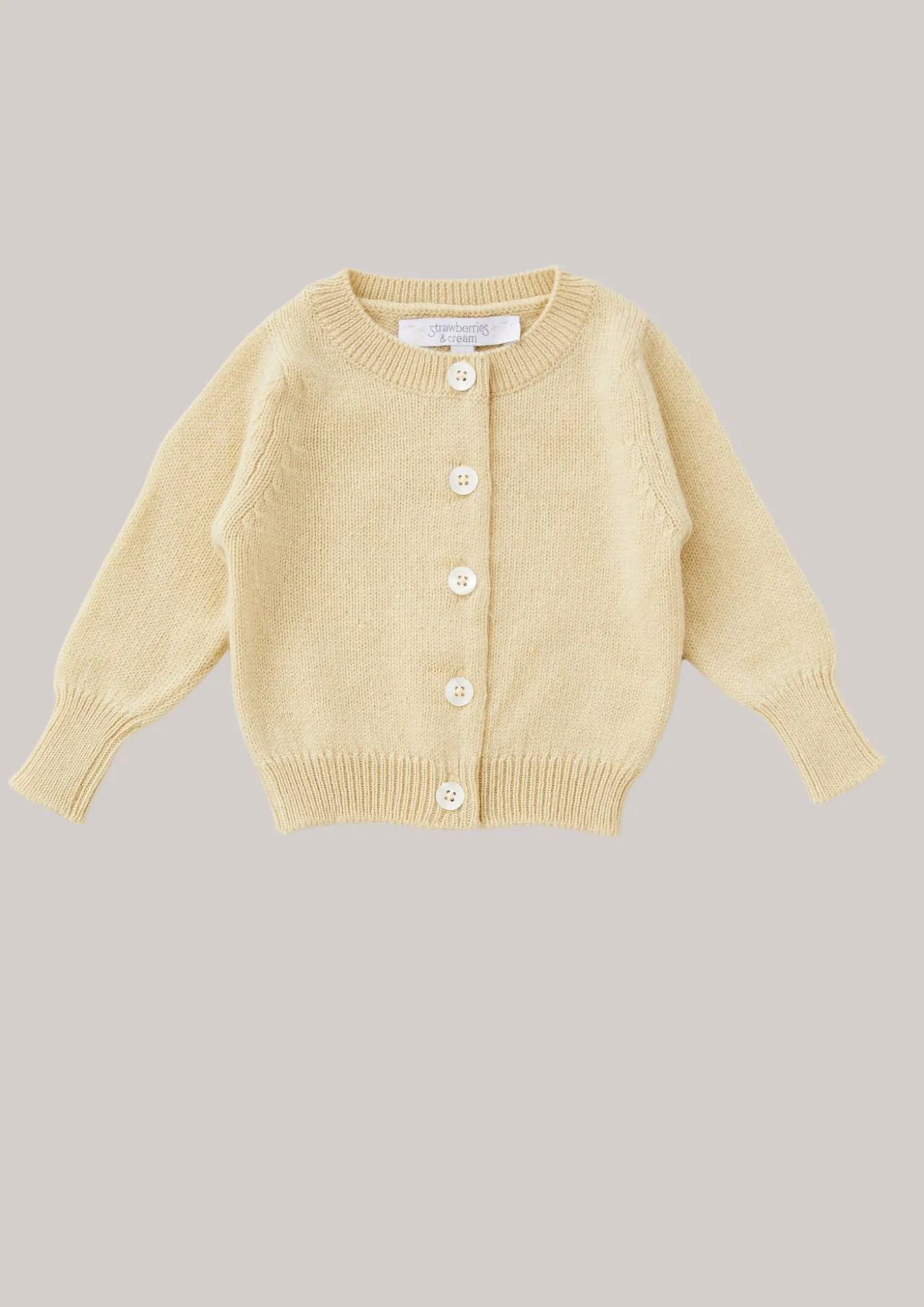 Cashmere Round Neck Baby Cardigan Buttermilk