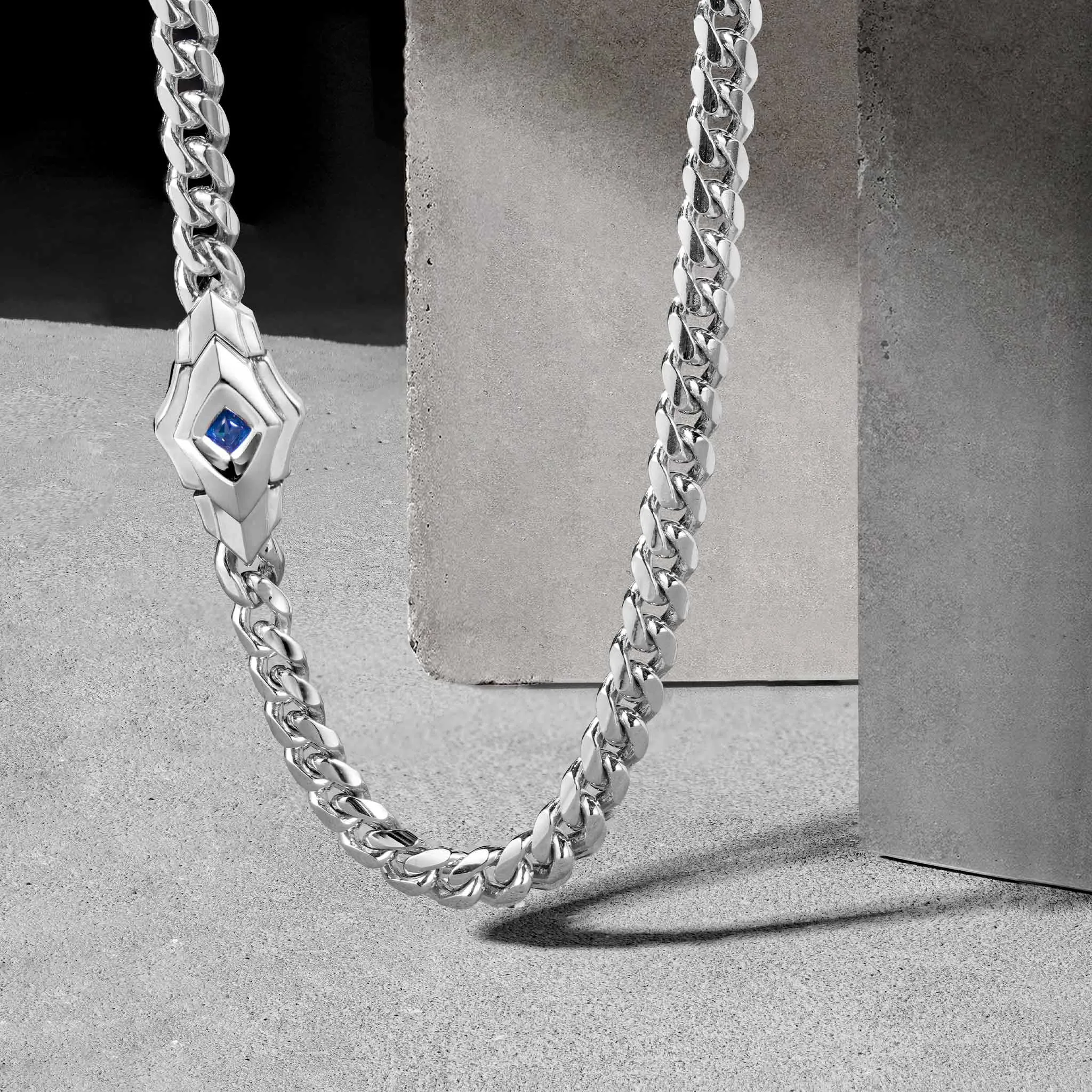 Ceylon Sapphire Clasp Chain Necklace