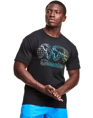 Champion Mens Classic Global Wave Logo Graphic T-Shirt Tee