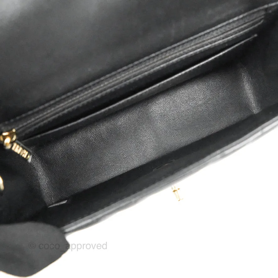 Chanel Chevron Mini Rectangular Flap Black Lambskin Gold Hardware
