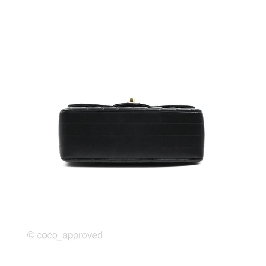 Chanel Chevron Mini Rectangular Flap Black Lambskin Gold Hardware