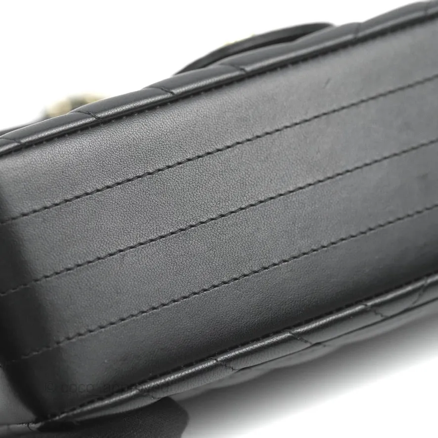 Chanel Chevron Mini Rectangular Flap Black Lambskin Gold Hardware