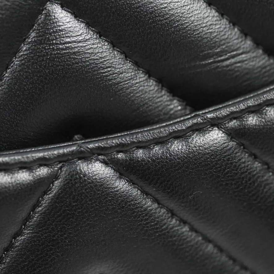 Chanel Chevron Mini Rectangular Flap Black Lambskin Gold Hardware