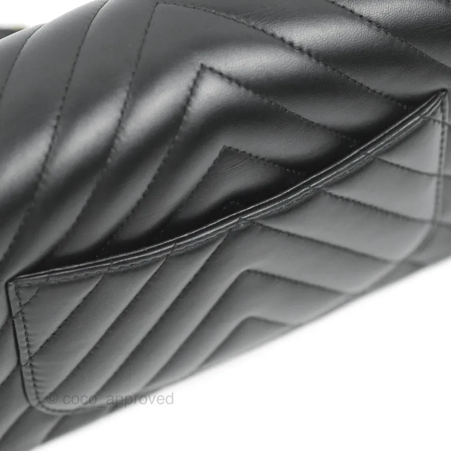 Chanel Chevron Mini Rectangular Flap Black Lambskin Gold Hardware