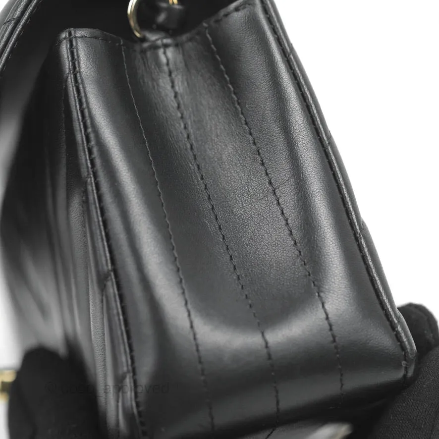 Chanel Chevron Mini Rectangular Flap Black Lambskin Gold Hardware