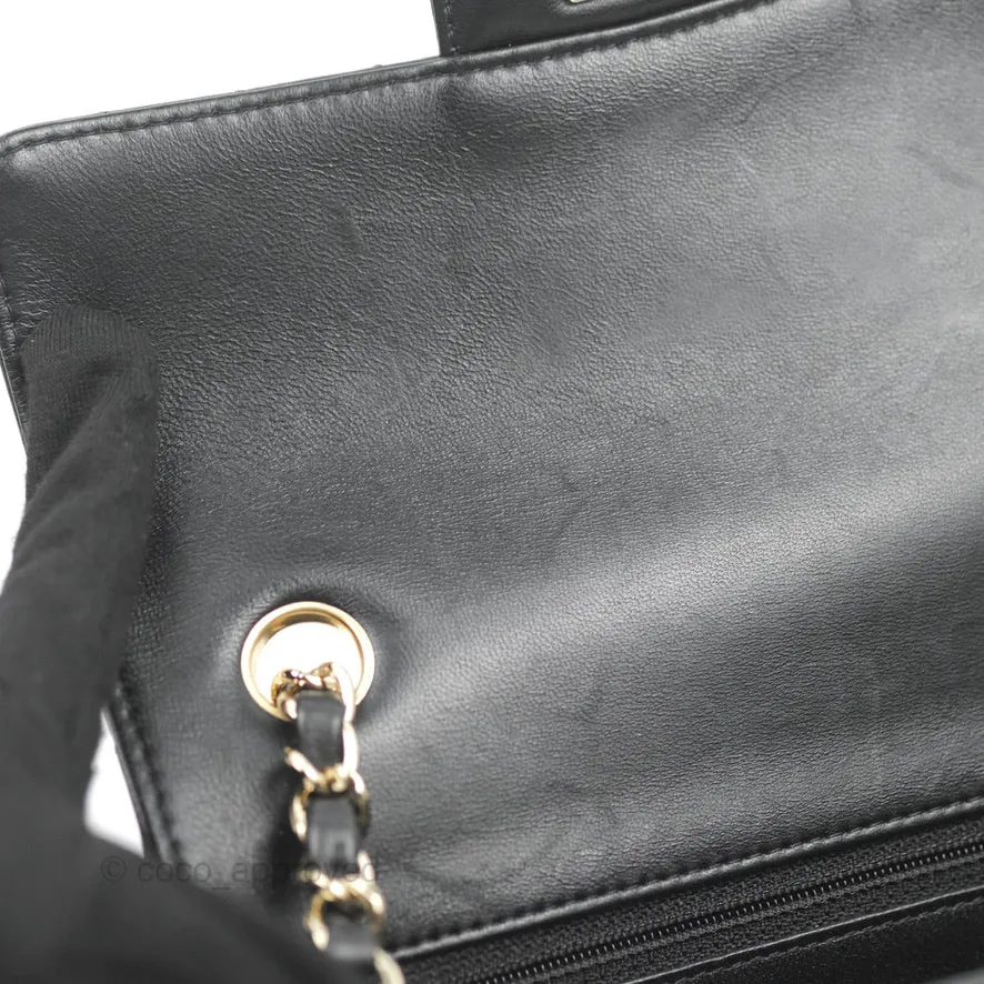 Chanel Chevron Mini Rectangular Flap Black Lambskin Gold Hardware