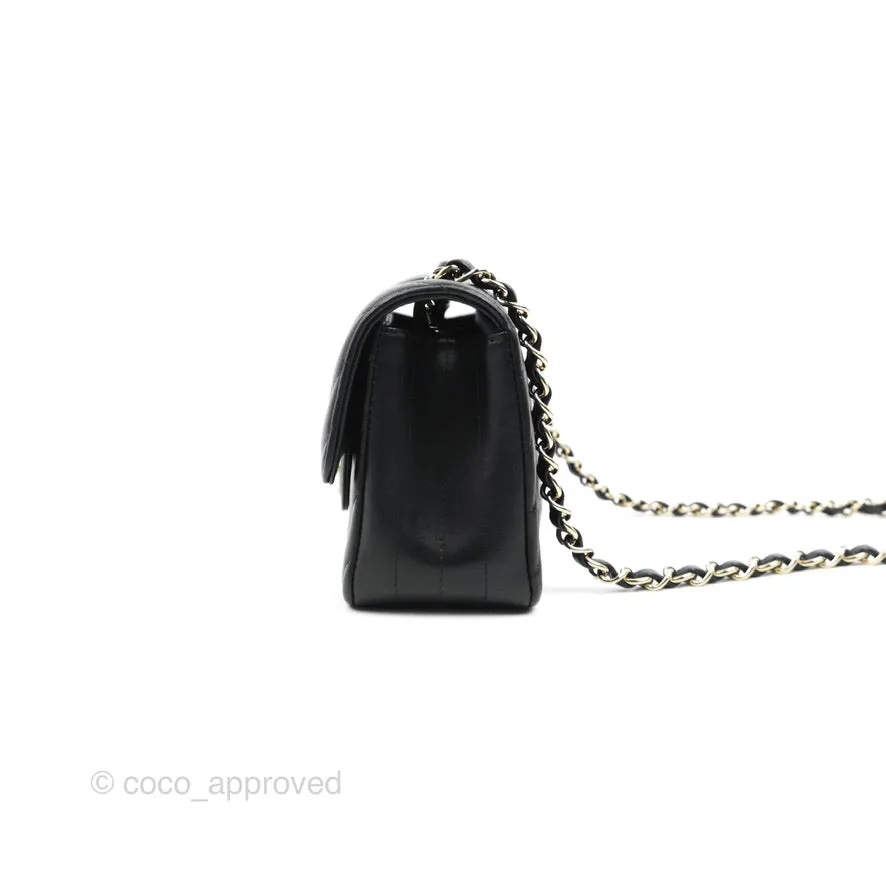 Chanel Chevron Mini Rectangular Flap Black Lambskin Gold Hardware