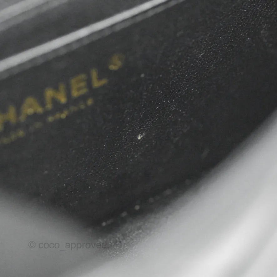 Chanel Chevron Mini Rectangular Flap Black Lambskin Gold Hardware