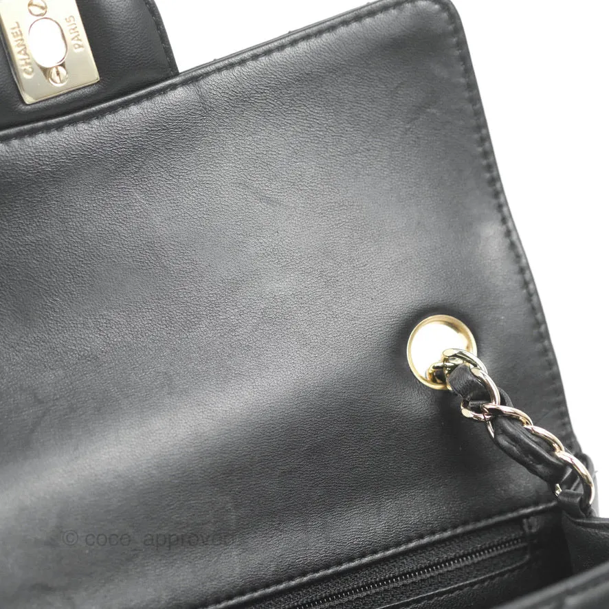 Chanel Chevron Mini Rectangular Flap Black Lambskin Gold Hardware
