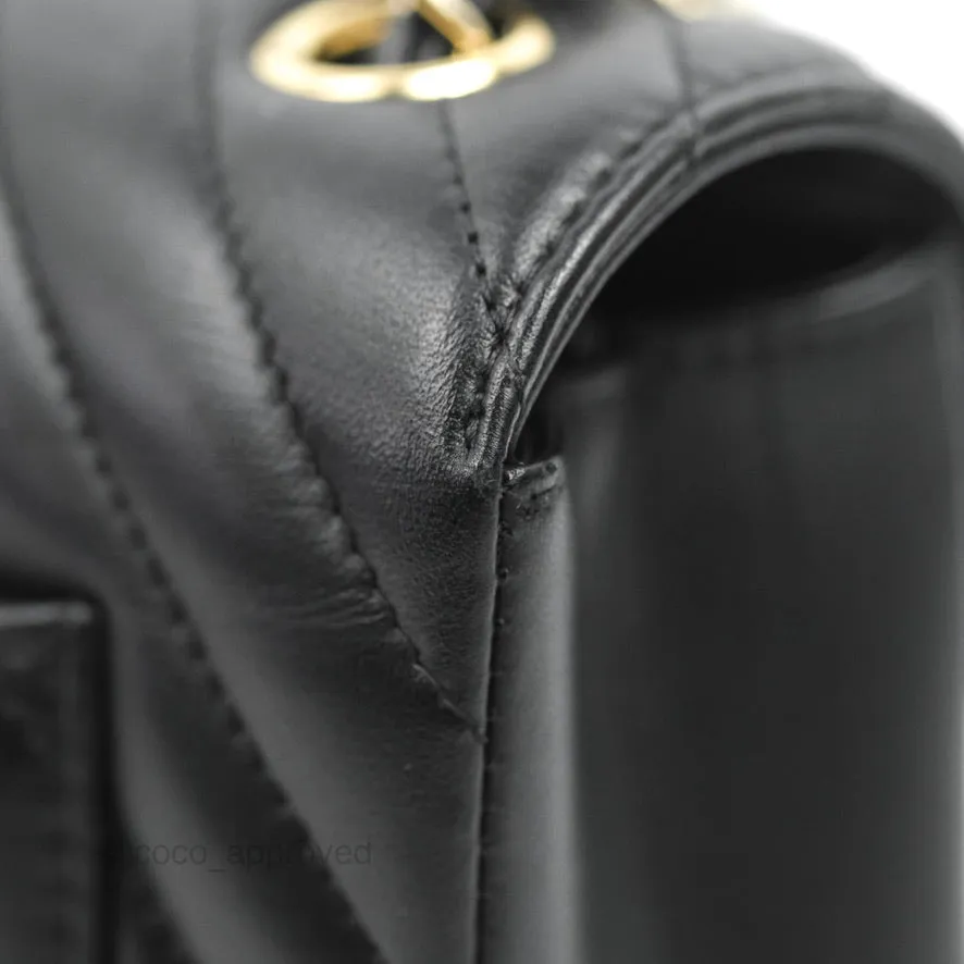 Chanel Chevron Mini Rectangular Flap Black Lambskin Gold Hardware