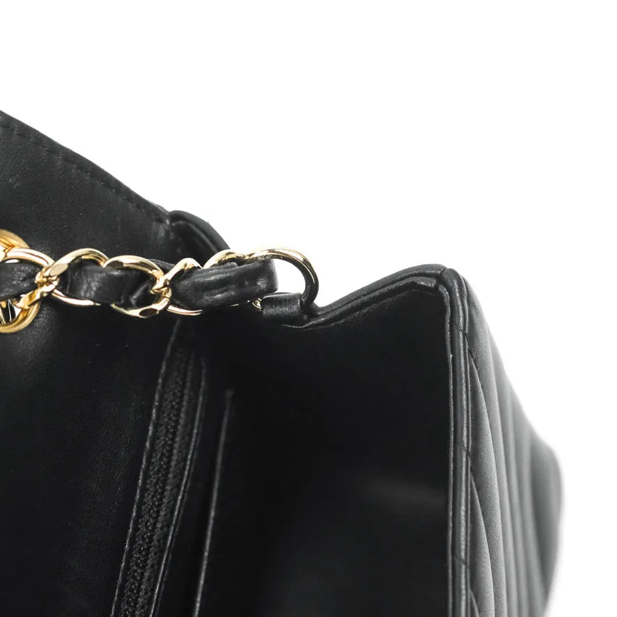 Chanel Chevron Mini Rectangular Flap Black Lambskin Gold Hardware