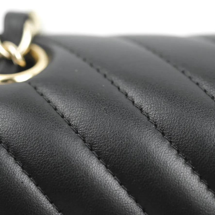 Chanel Chevron Mini Rectangular Flap Black Lambskin Gold Hardware