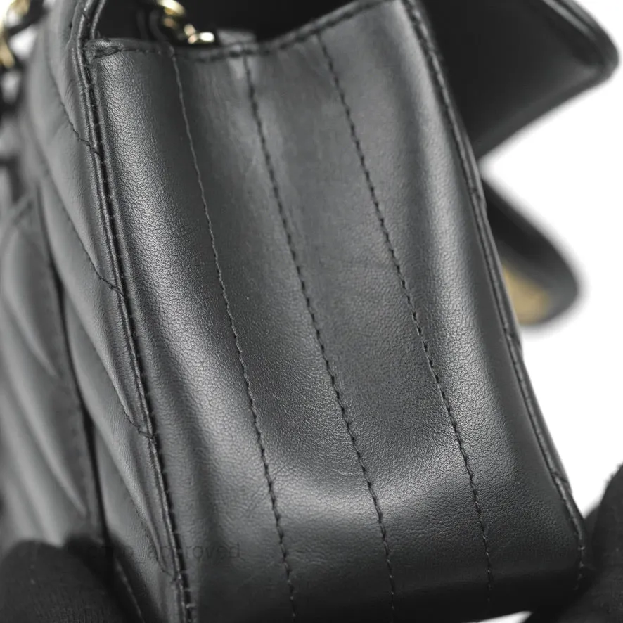 Chanel Chevron Mini Rectangular Flap Black Lambskin Gold Hardware