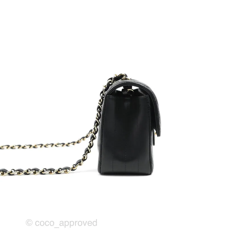Chanel Chevron Mini Rectangular Flap Black Lambskin Gold Hardware