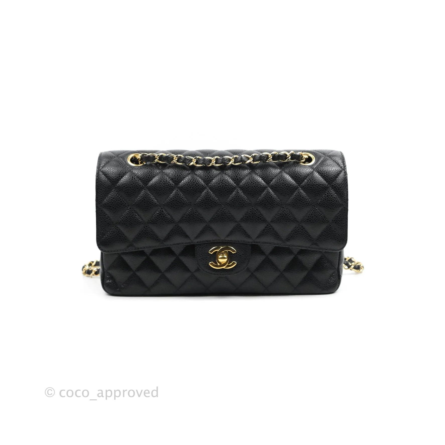 Chanel Classic M/L Medium Double Flap Black Caviar Gold Hardware