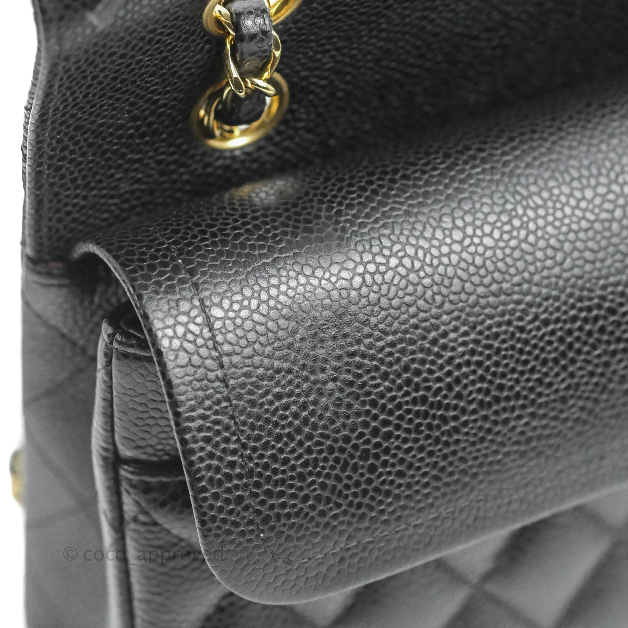 Chanel Classic M/L Medium Double Flap Black Caviar Gold Hardware