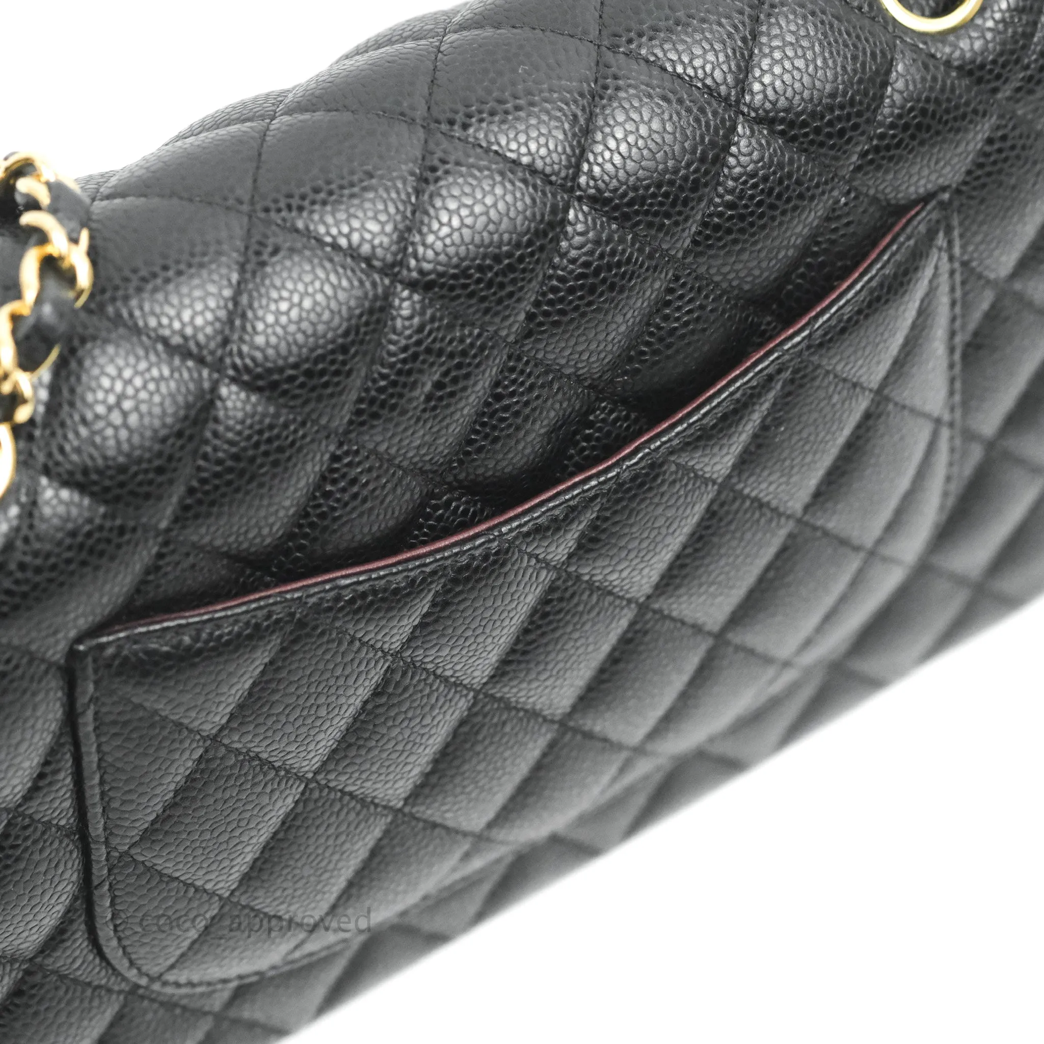 Chanel Classic M/L Medium Double Flap Black Caviar Gold Hardware