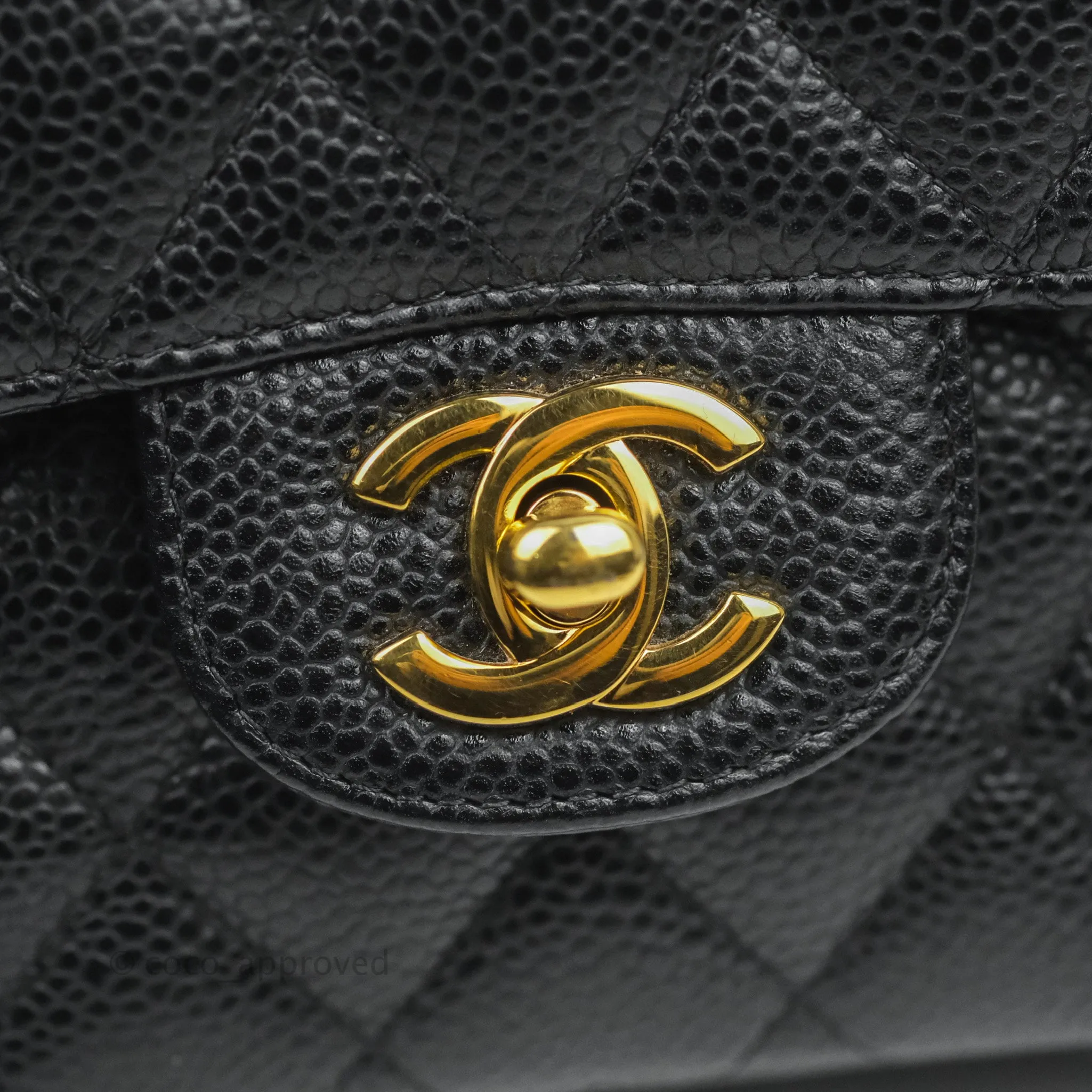 Chanel Classic M/L Medium Double Flap Black Caviar Gold Hardware