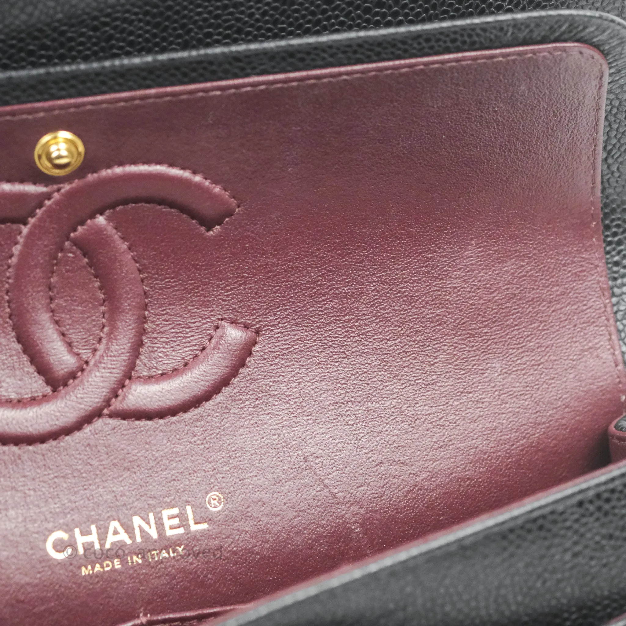 Chanel Classic M/L Medium Double Flap Black Caviar Gold Hardware