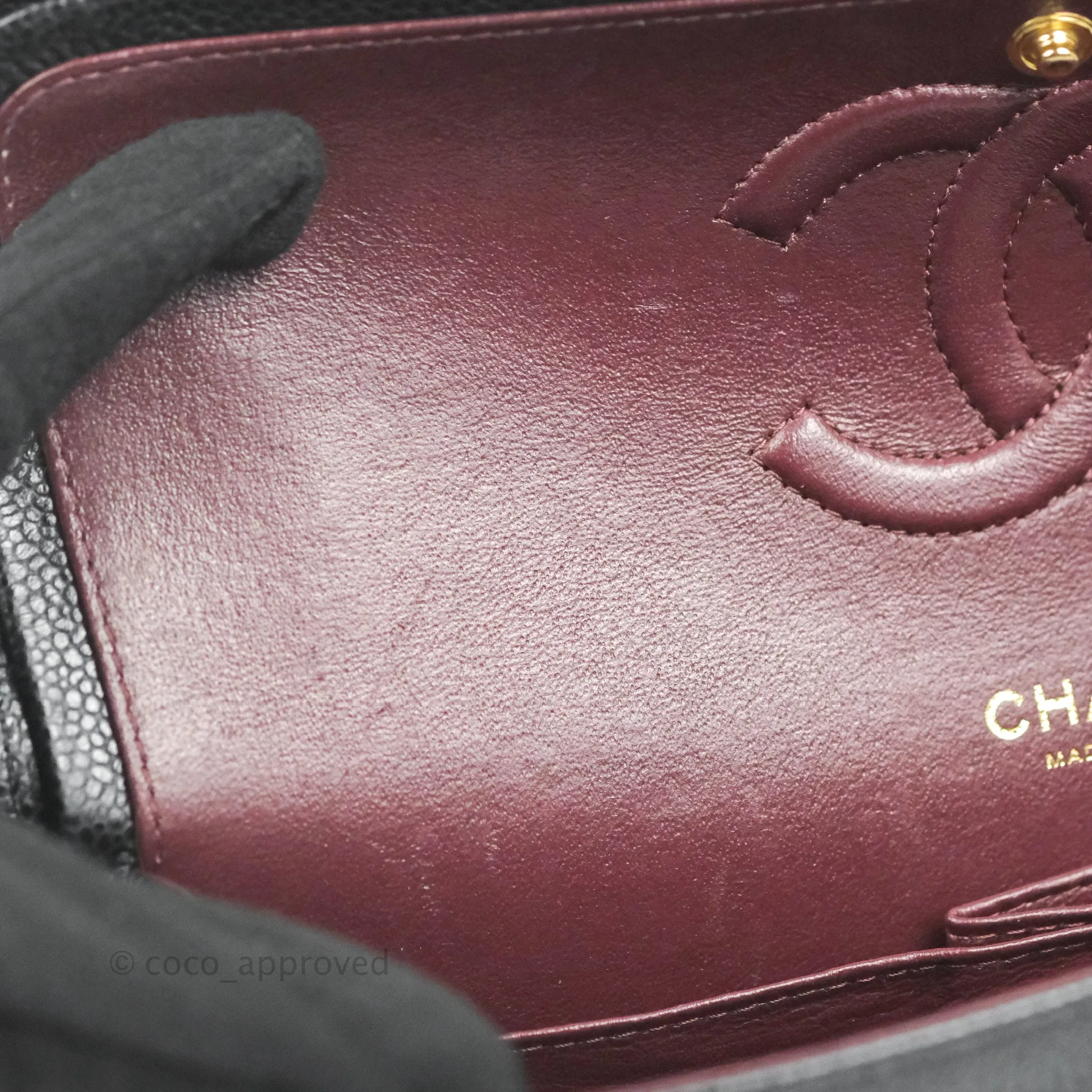 Chanel Classic M/L Medium Double Flap Black Caviar Gold Hardware