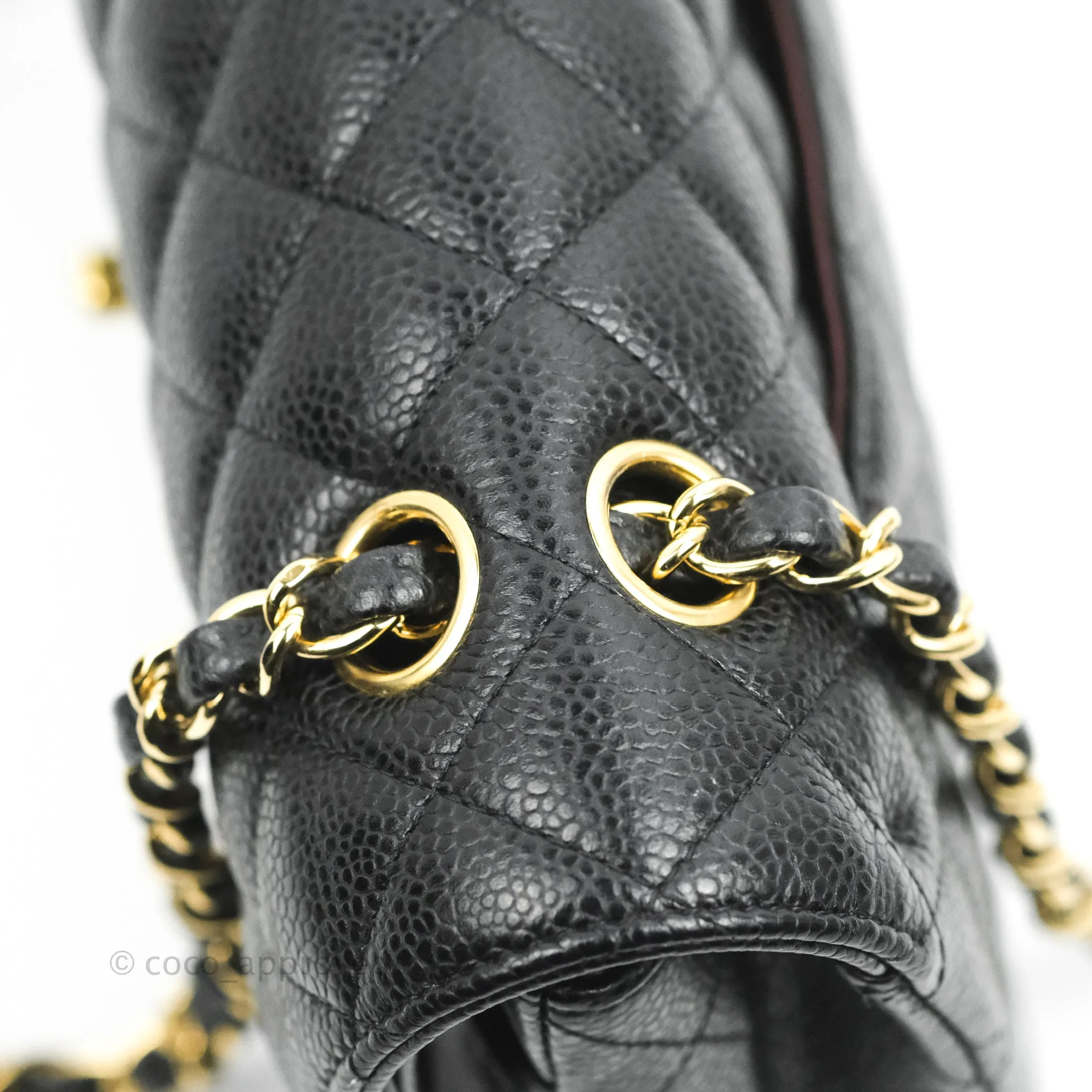Chanel Classic M/L Medium Double Flap Black Caviar Gold Hardware