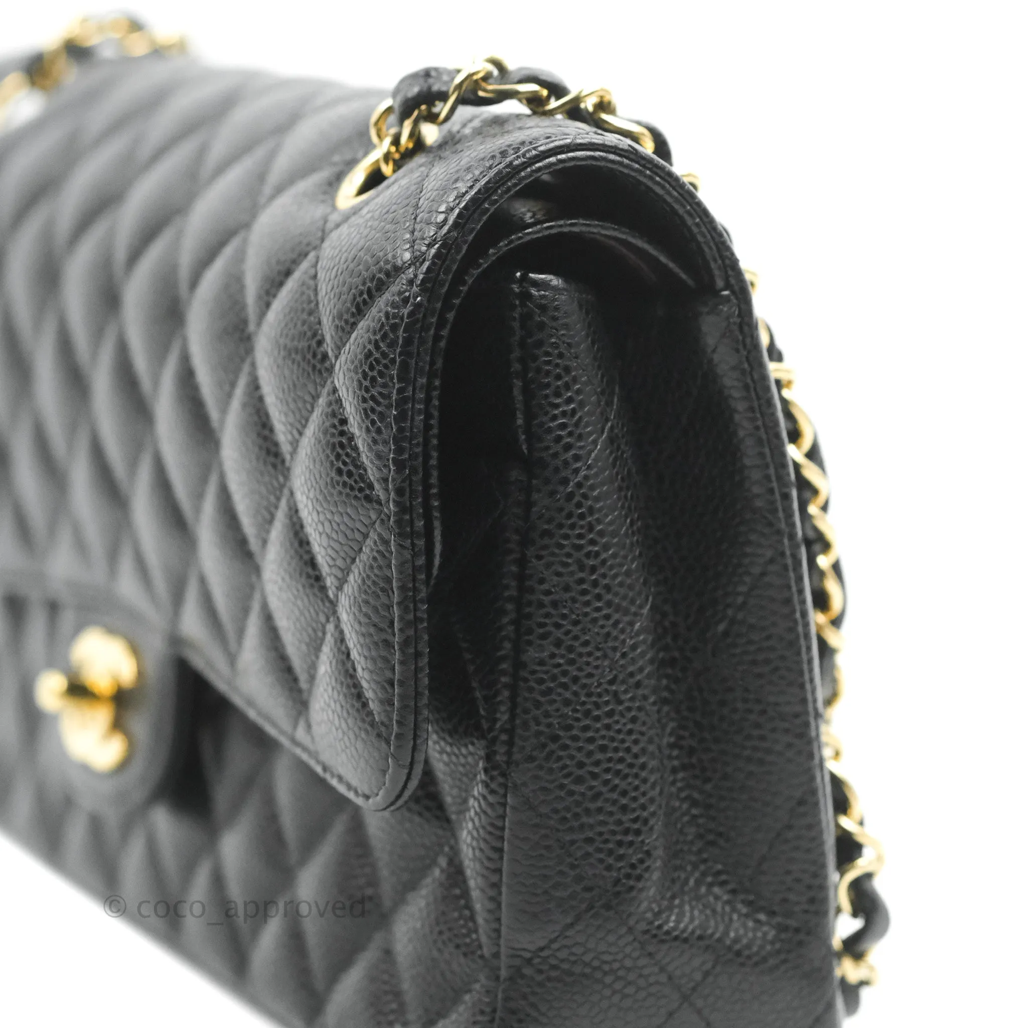 Chanel Classic M/L Medium Double Flap Black Caviar Gold Hardware
