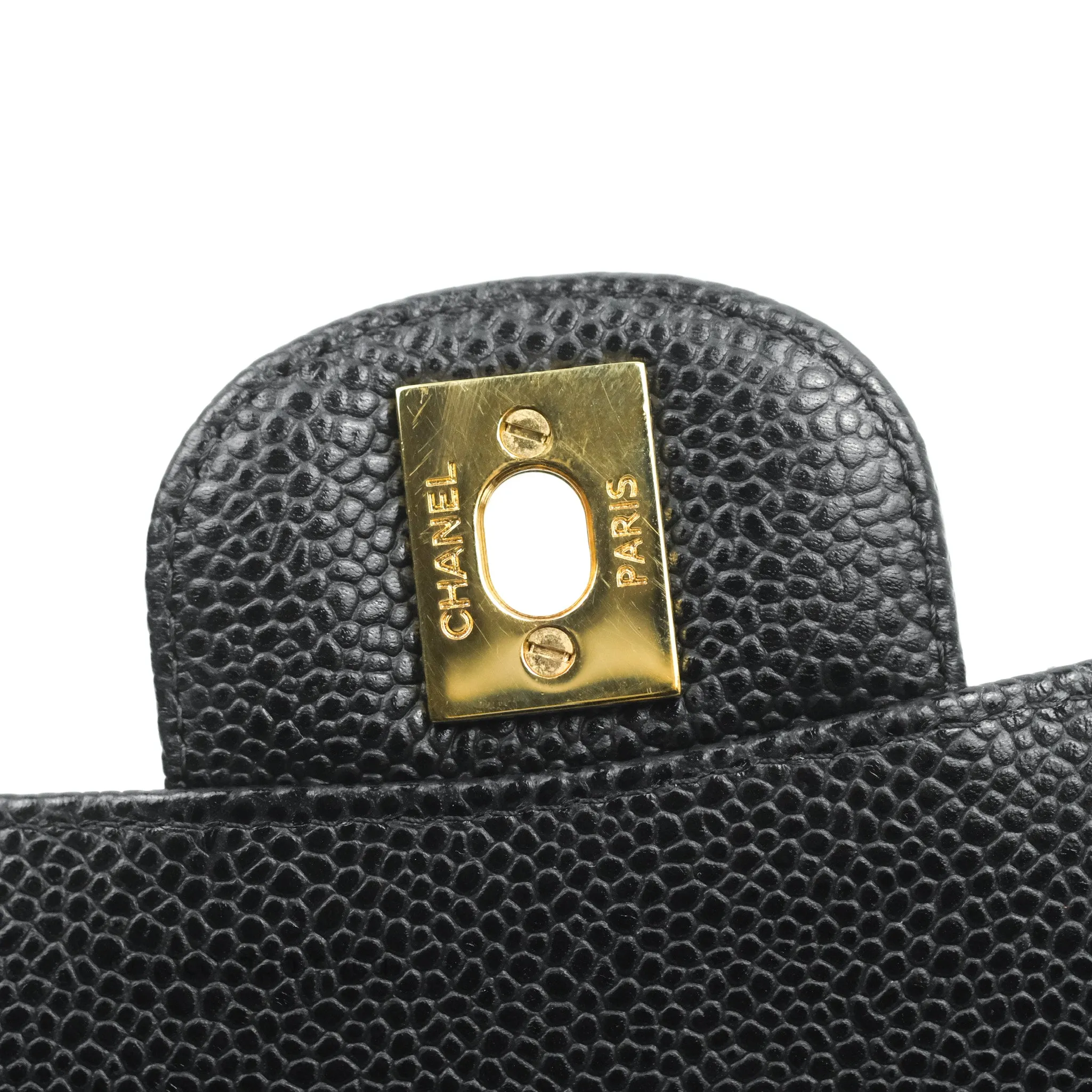 Chanel Classic M/L Medium Double Flap Black Caviar Gold Hardware