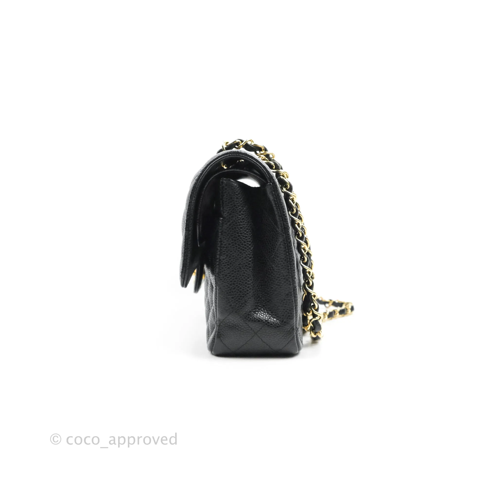 Chanel Classic M/L Medium Double Flap Black Caviar Gold Hardware