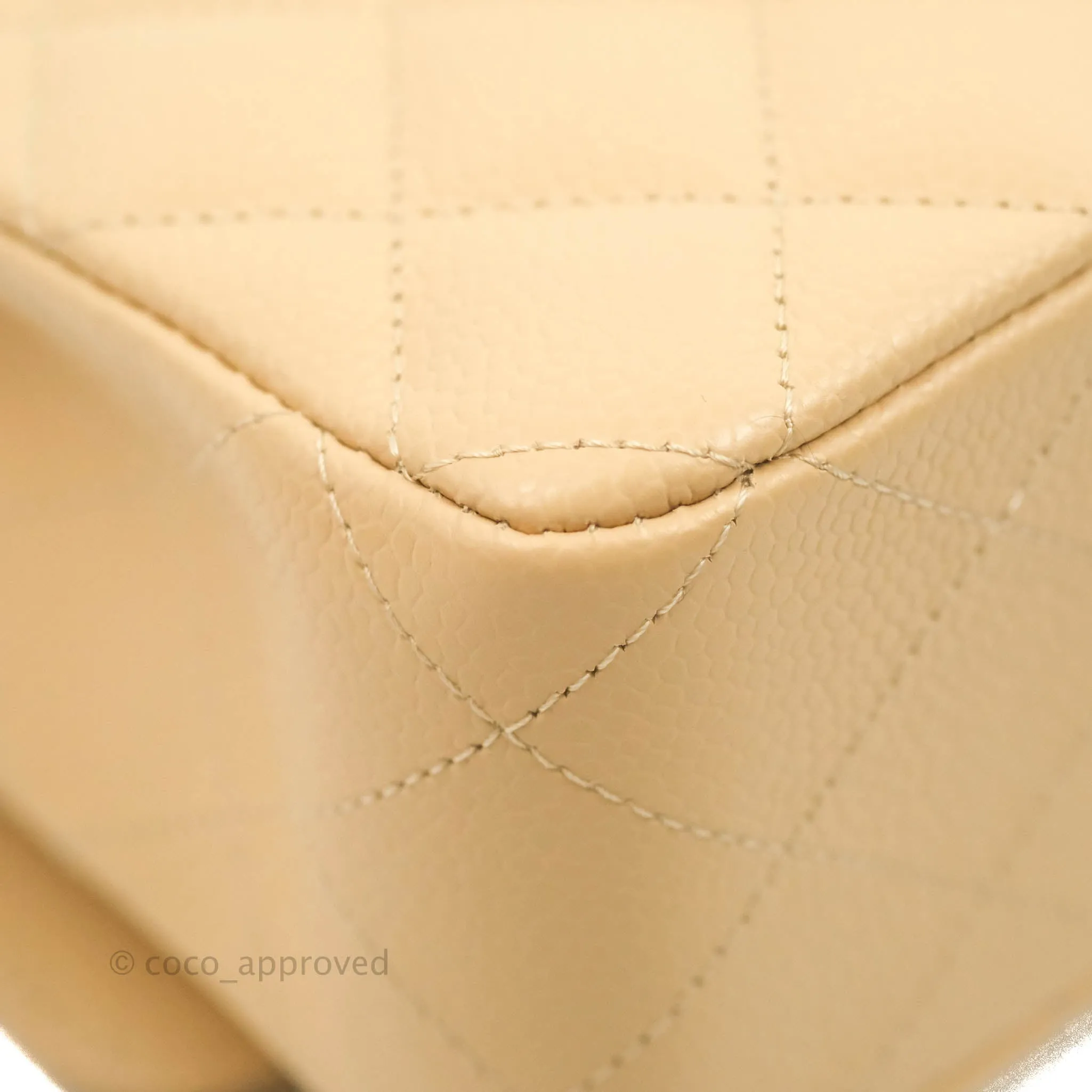 Chanel Classic M/L Medium Flap Quilted Beige Caviar Gold Hardware