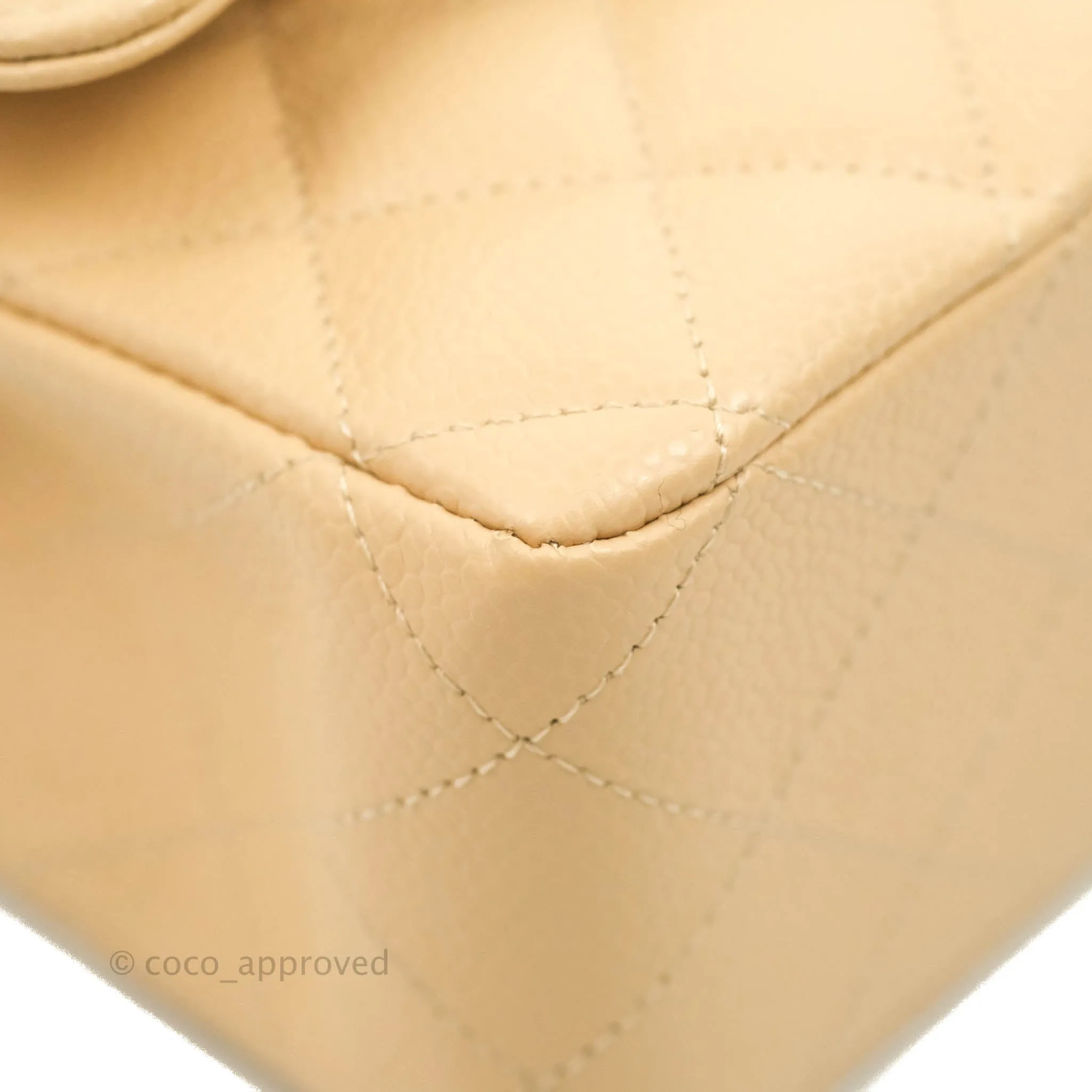 Chanel Classic M/L Medium Flap Quilted Beige Caviar Gold Hardware