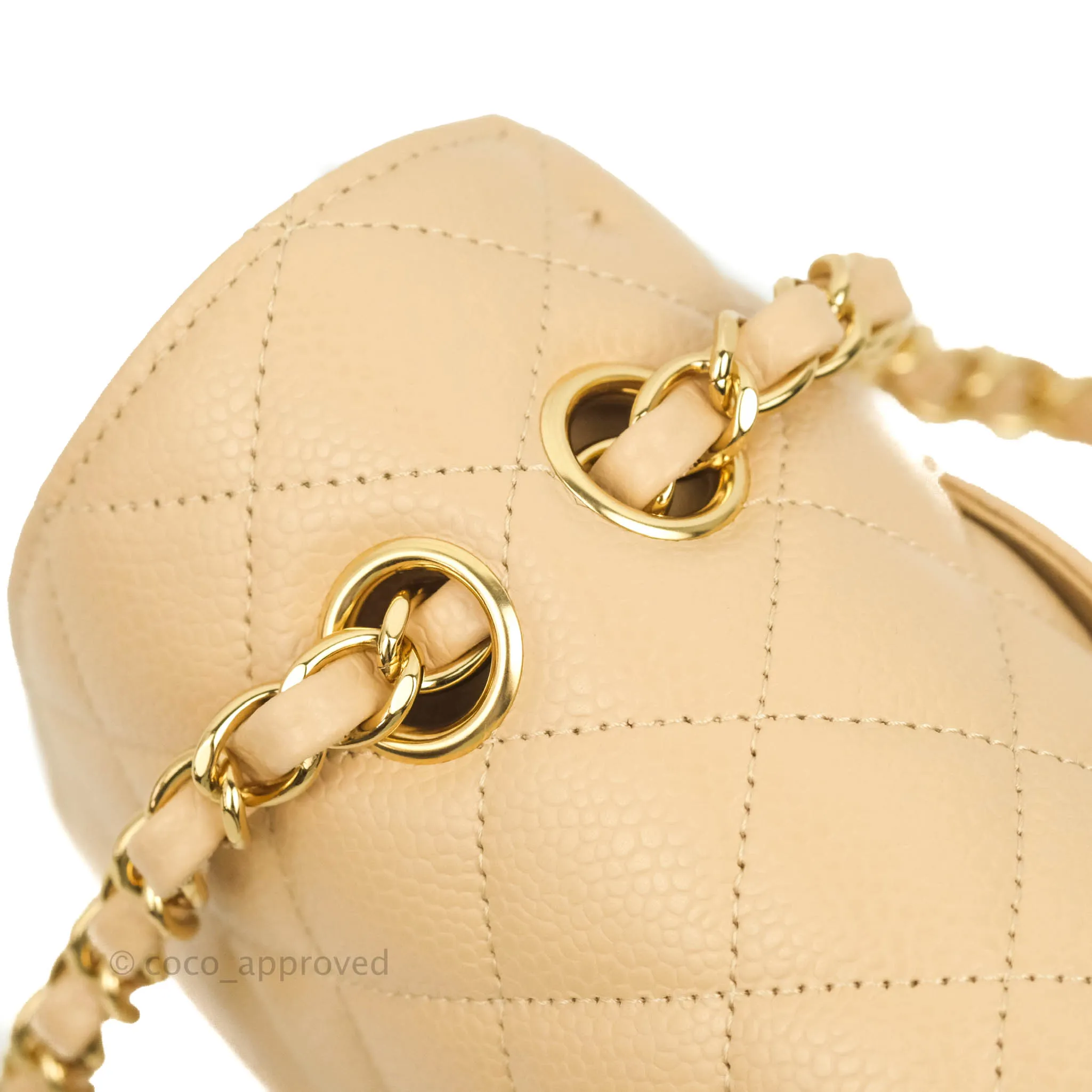 Chanel Classic M/L Medium Flap Quilted Beige Caviar Gold Hardware