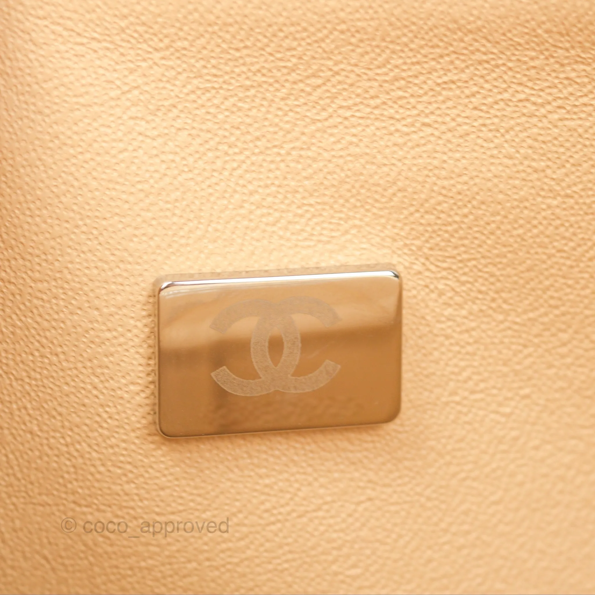 Chanel Classic M/L Medium Flap Quilted Beige Caviar Silver Hardware