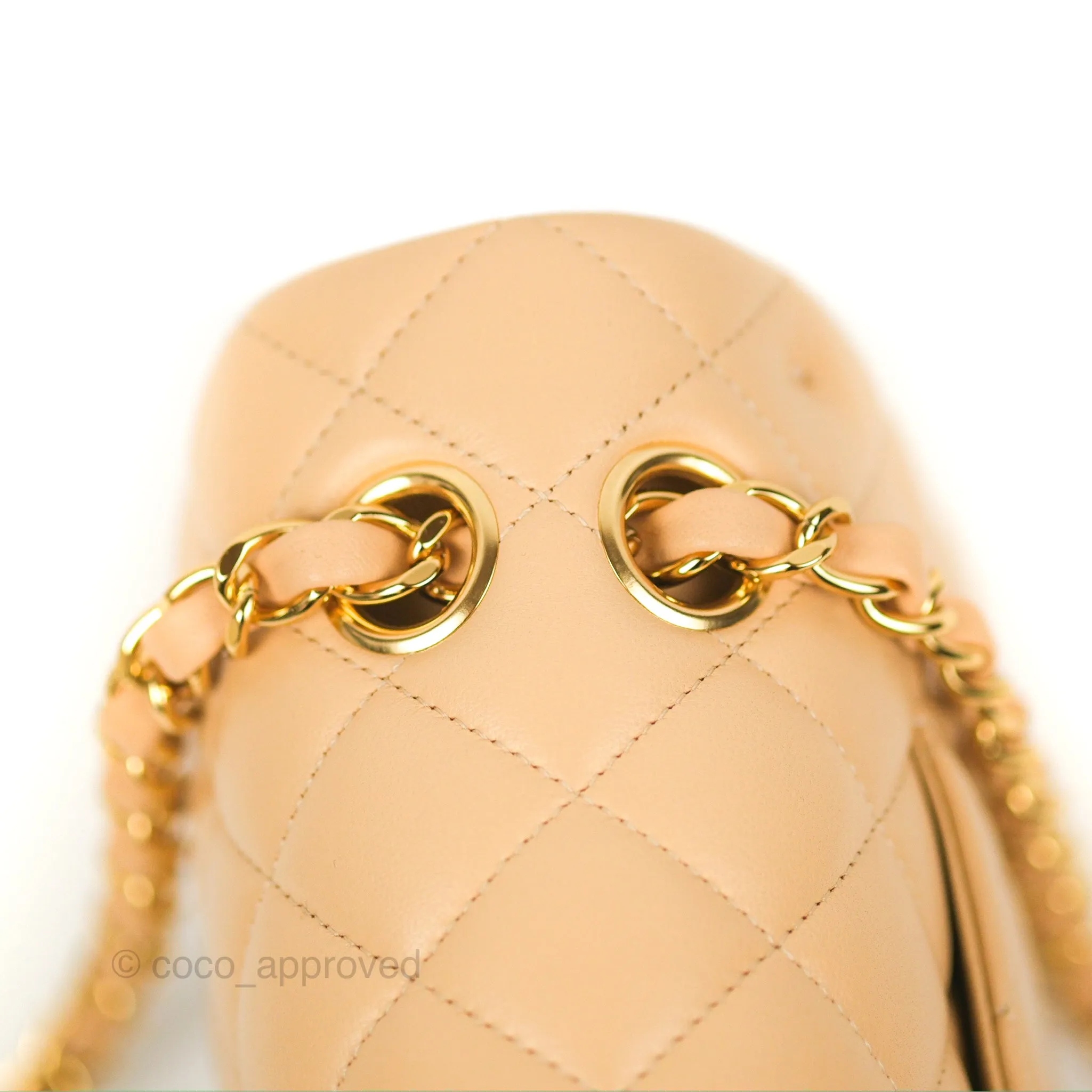 Chanel Classic M/L Medium Flap Quilted Beige Lambskin Gold Hardware